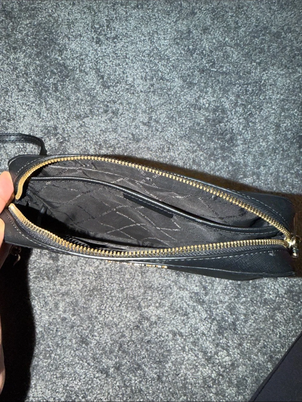 Michael Kors Black Leather Crossbody with Gold Accents